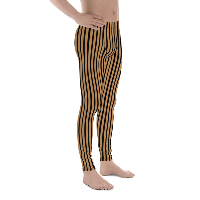 Nude Black Stripe Men Tights, Simple Premium Men's Leggings Meggings Tights - Made in USA/EU