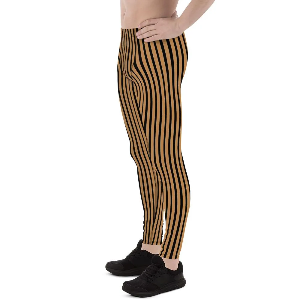 Nude Black Stripe Men Tights, Simple Premium Men's Leggings Meggings Tights - Made in USA/EU