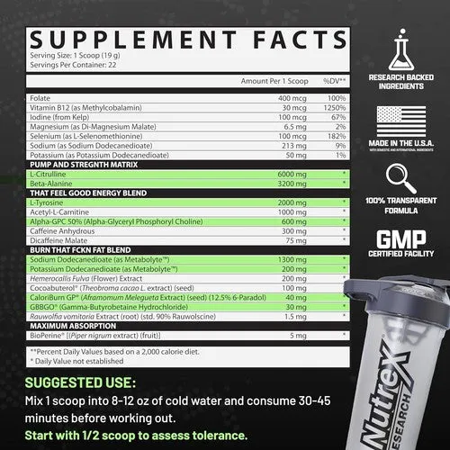 Nutrex Research Outlift Burn Thermogenic Pre Workout