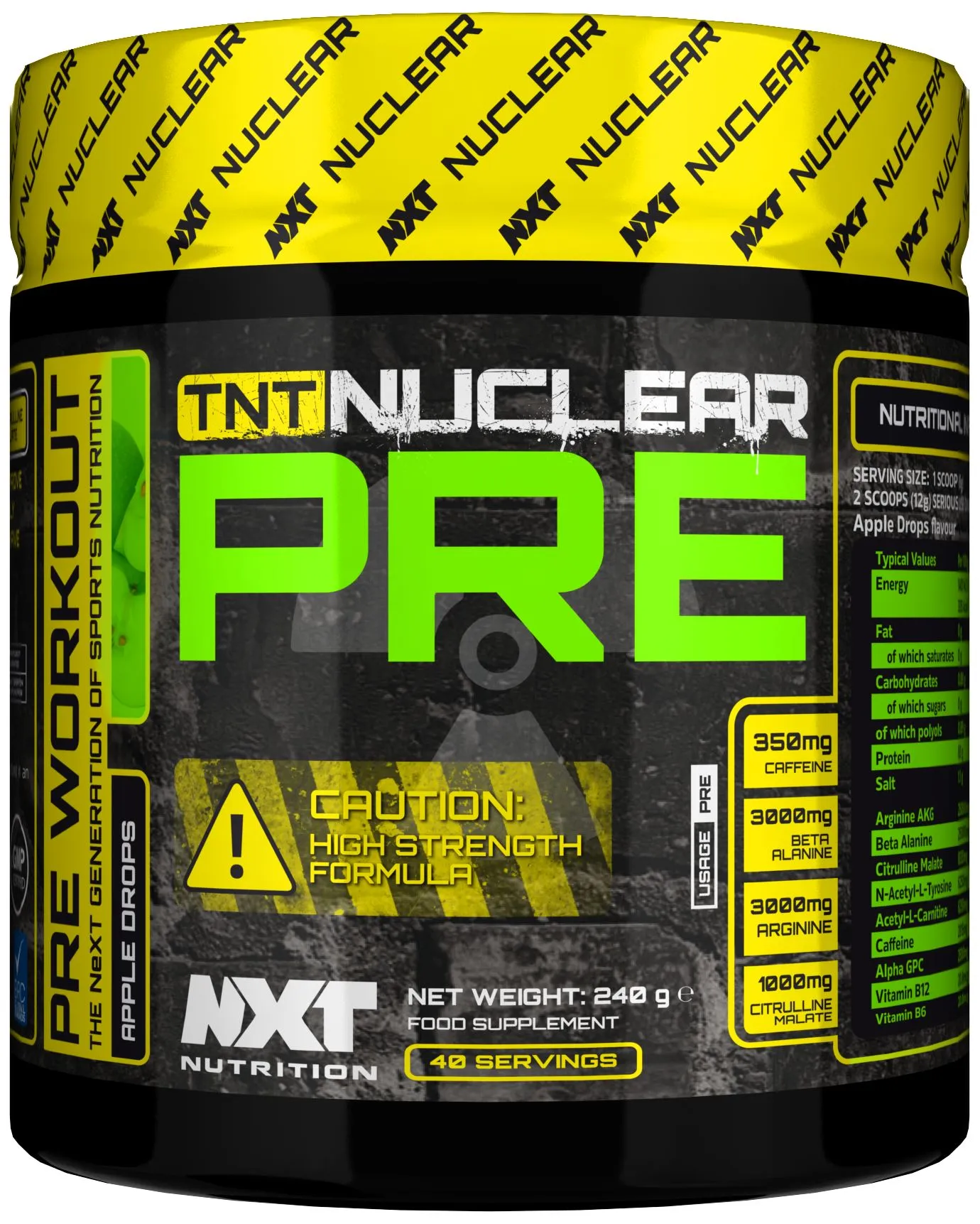 NXT TNT Nuclear Extreme Pre Workout Performance Energy Powder 240g