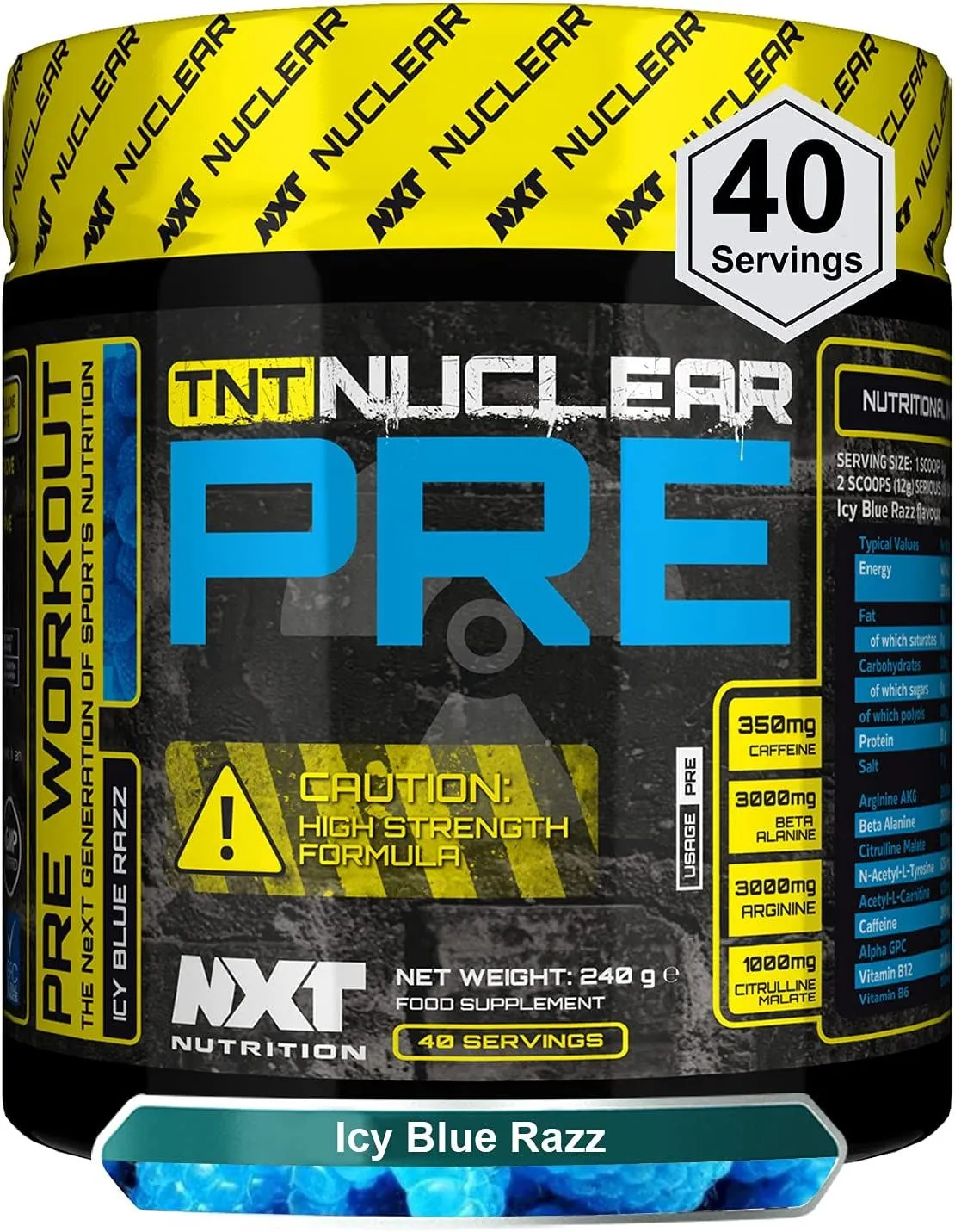 NXT TNT Nuclear Extreme Pre Workout Performance Energy Powder 240g