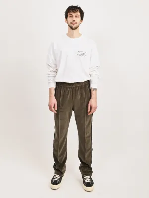 Olive Velour Narrow Track Pant