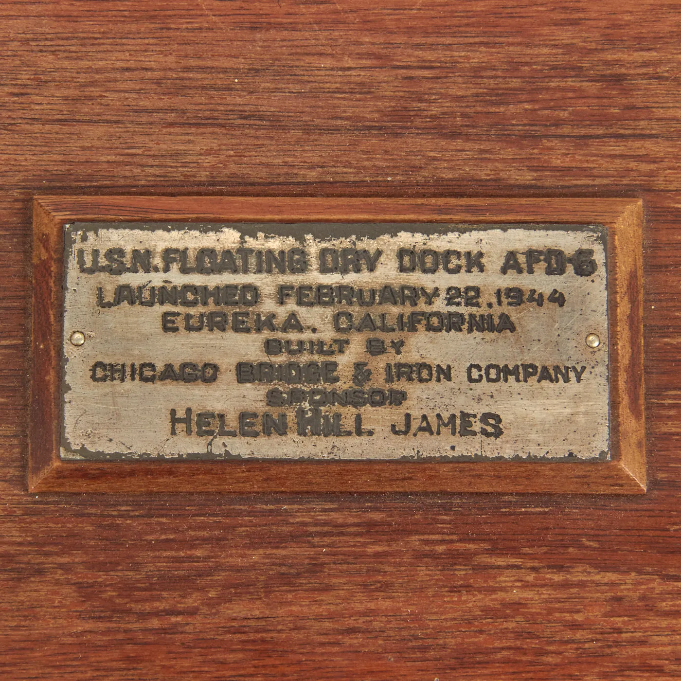 Original U.S. WWII Auxiliary Floating Drydock AFD-5 California Champagne Ceremonial Ship Launching Bottle In Labeled Case - February 22, 1944