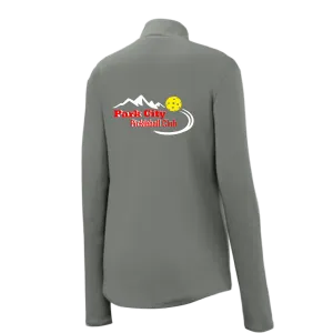 Park City Pickleball Club Red Words (Customizable) | Women's 1/4 Zip Pullover Athletic Shirt | 100% Polyester