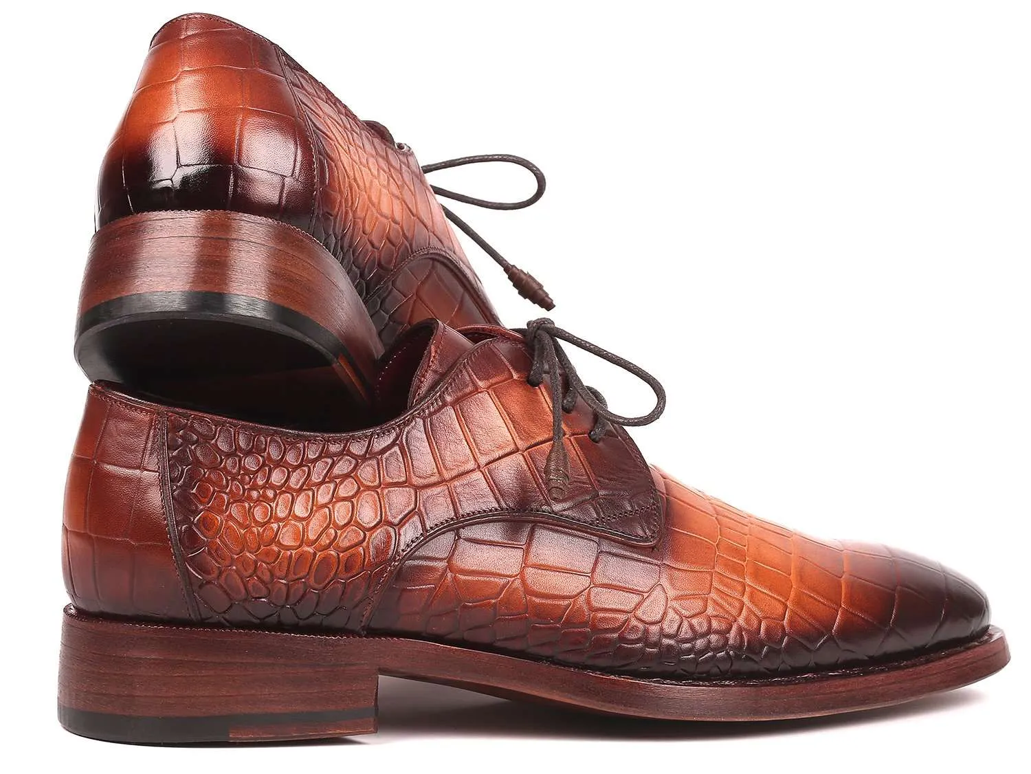 Paul Parkman Brown Crocodile Embossed Shoes