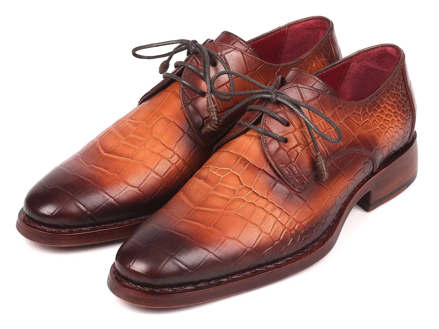 Paul Parkman Brown Crocodile Embossed Shoes