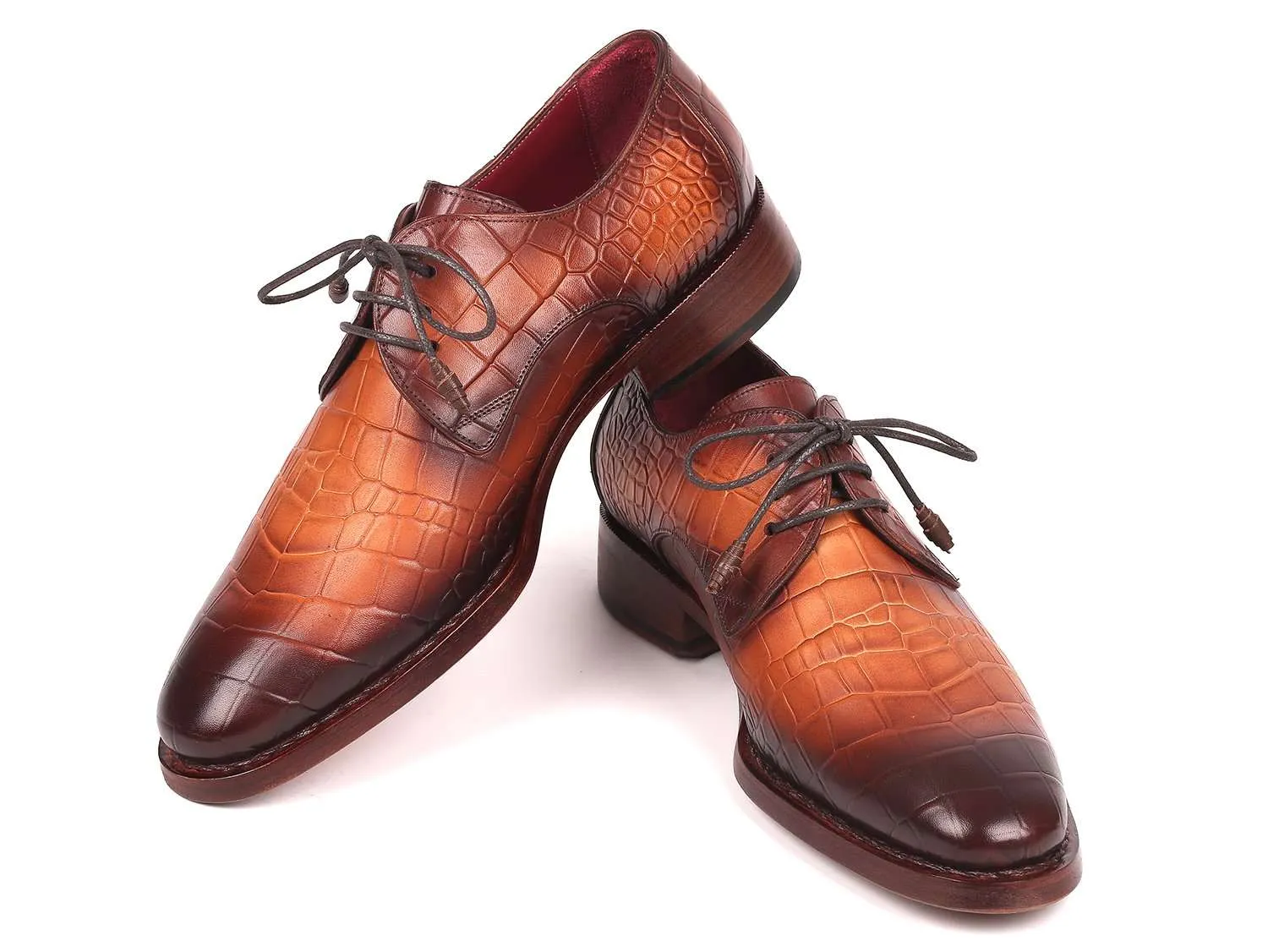Paul Parkman Brown Crocodile Embossed Shoes
