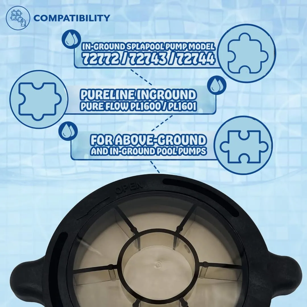 Poolzilla Replacement Pool Pump Basket Cover, Compatible with Splapool Above-Ground and In-Ground Pool Pumps