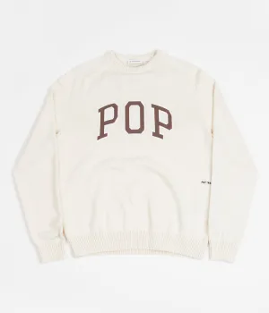 Pop Trading Company Arch Knitted Crewneck Sweatshirt - Off White