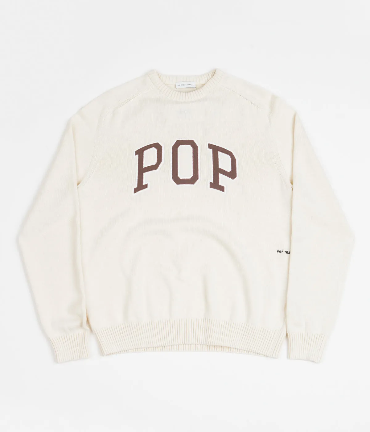 Pop Trading Company Arch Knitted Crewneck Sweatshirt - Off White