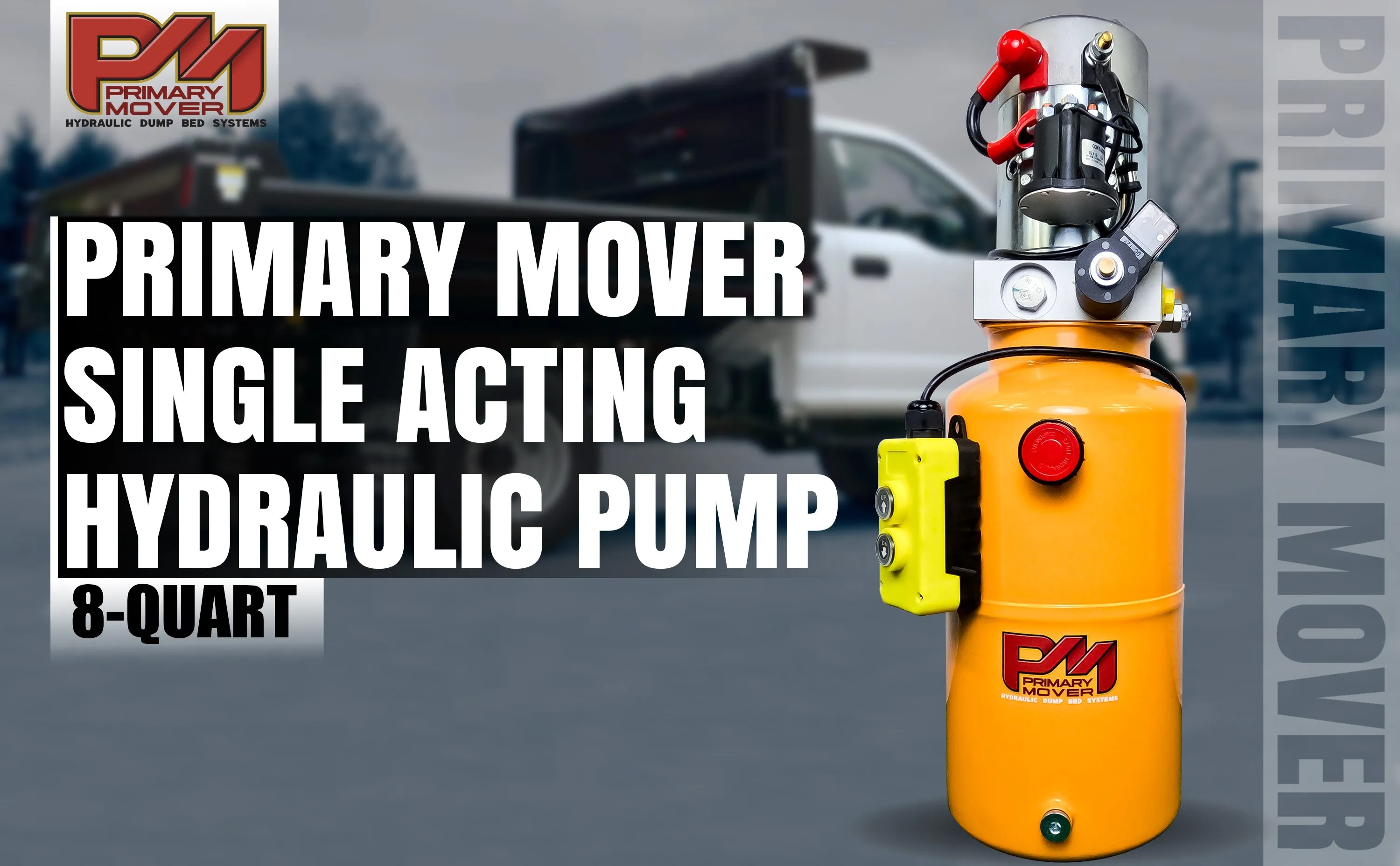 Primary Mover 12V Single-Acting Hydraulic Pump - Steel Reservoir