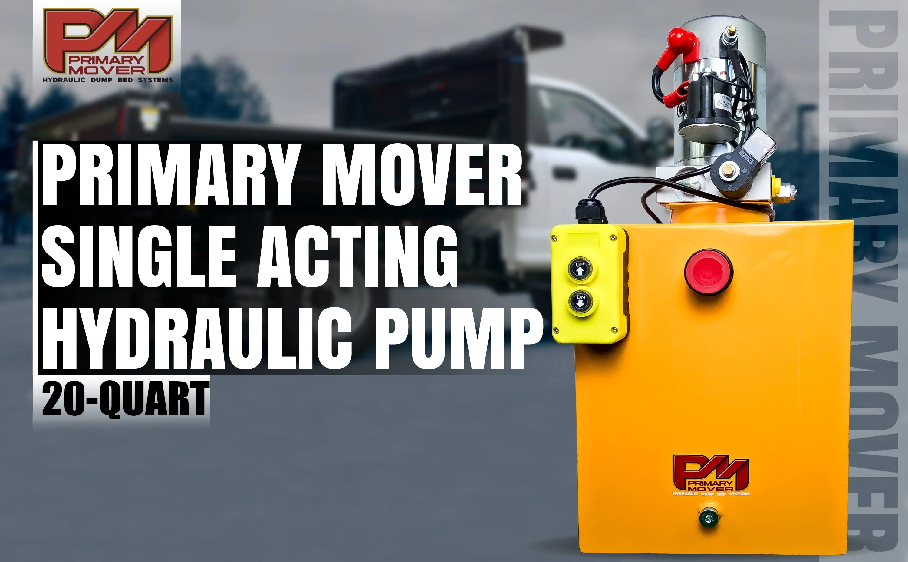 Primary Mover 12V Single-Acting Hydraulic Pump - Steel Reservoir
