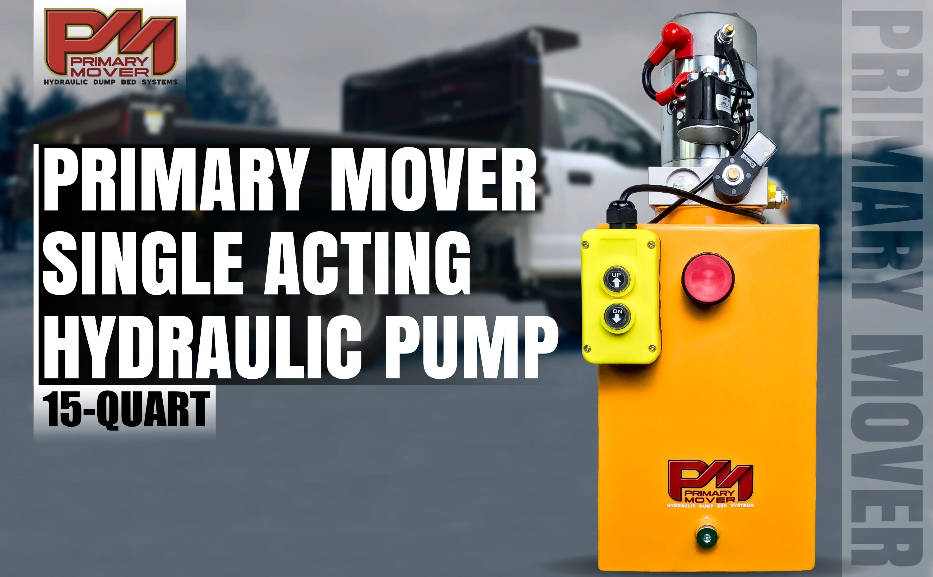 Primary Mover 12V Single-Acting Hydraulic Pump - Steel Reservoir