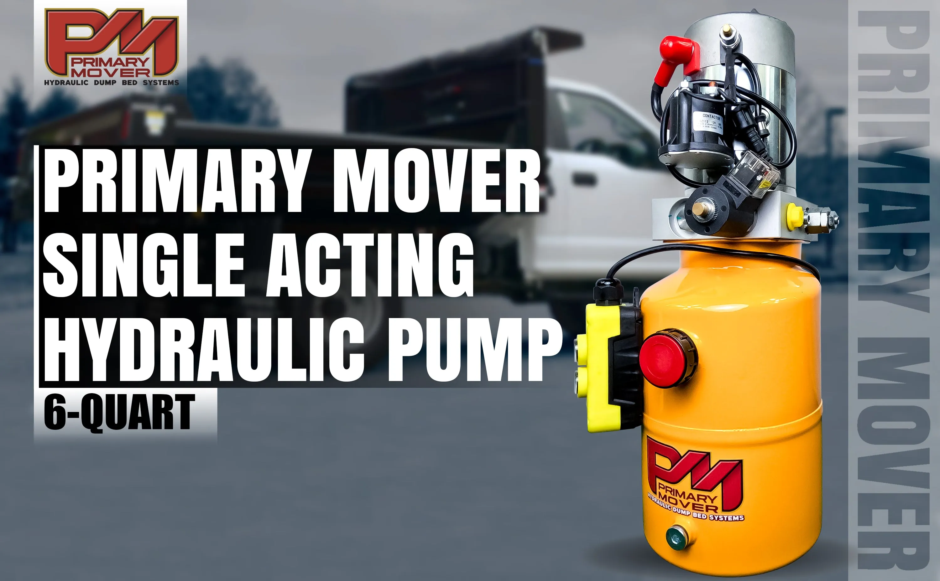 Primary Mover 12V Single-Acting Hydraulic Pump - Steel Reservoir