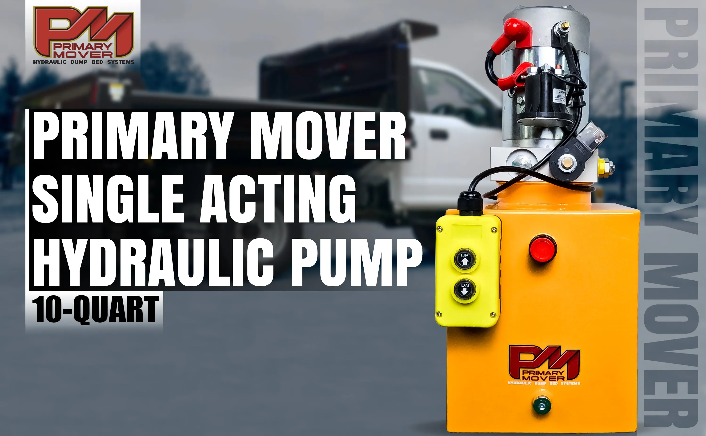 Primary Mover 12V Single-Acting Hydraulic Pump - Steel Reservoir
