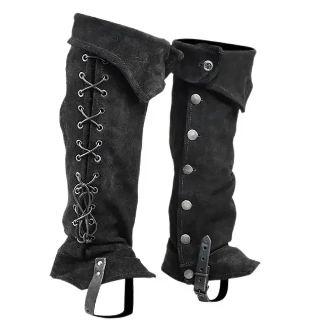 PU Leg Guard Shoe Steampunk Warrior Medieval Gothic Shoe Cover for Masquerade Knights Costume Accessory Cosplay Props Women Men