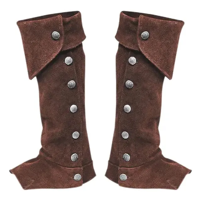 PU Leg Guard Shoe Steampunk Warrior Medieval Gothic Shoe Cover for Masquerade Knights Costume Accessory Cosplay Props Women Men