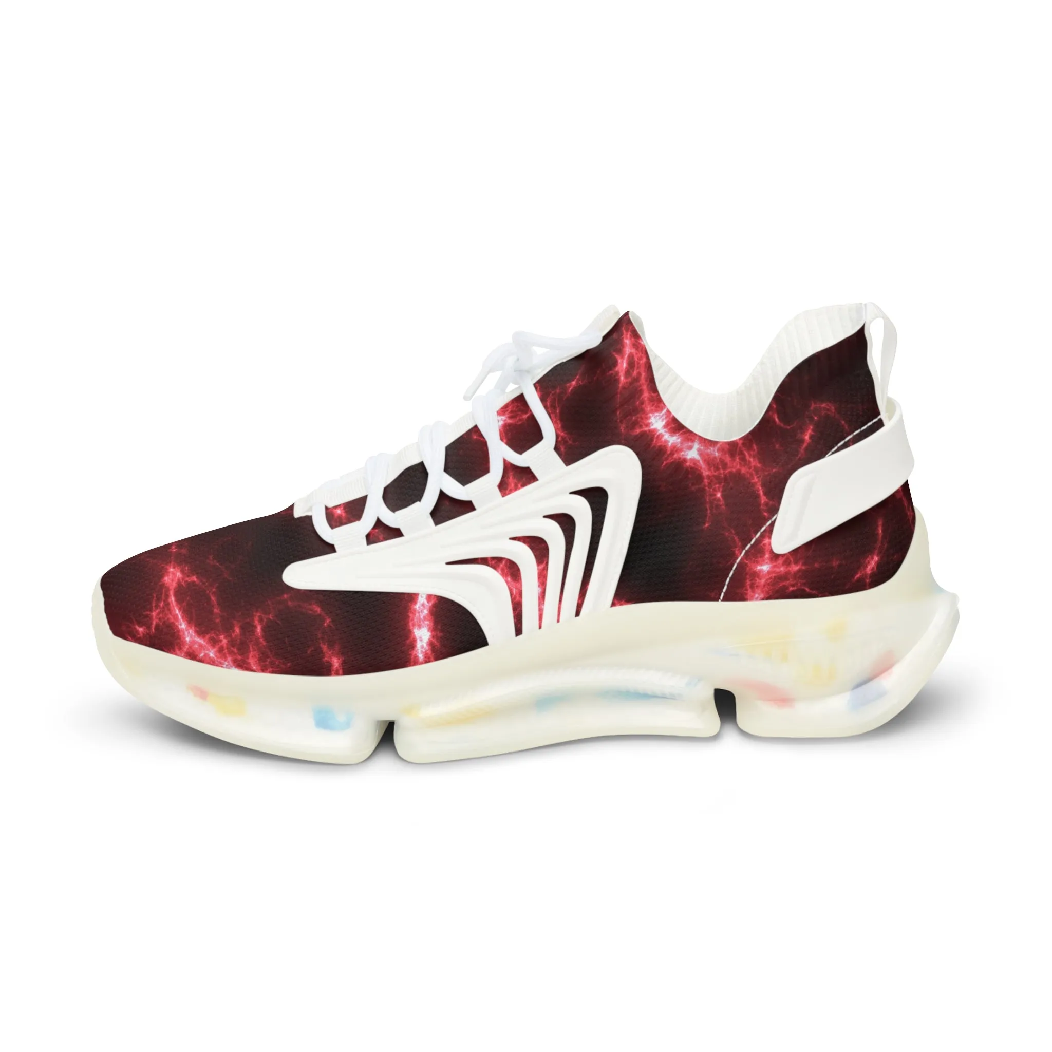 Red Lightning Men's Mesh Sneakers, Lightning Bolt Thunder Print Best Comfy Men's Mesh Sports Sneakers Shoes (US Size: 5-12)