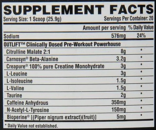 Research Outlift Preworkout Supplement Fruit Punch 496 Gram