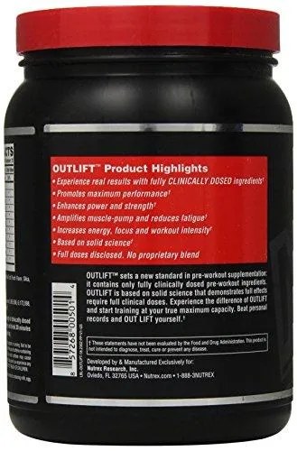 Research Outlift Preworkout Supplement Fruit Punch 496 Gram