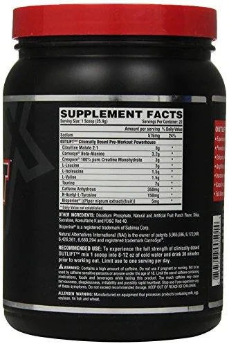 Research Outlift Preworkout Supplement Fruit Punch 496 Gram