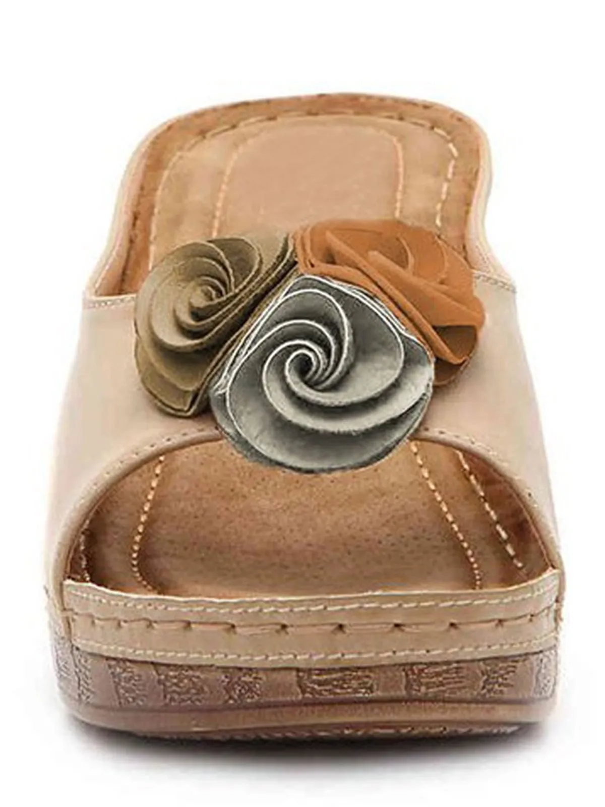 Retro Three-dimensional Flower Wedge Sandals