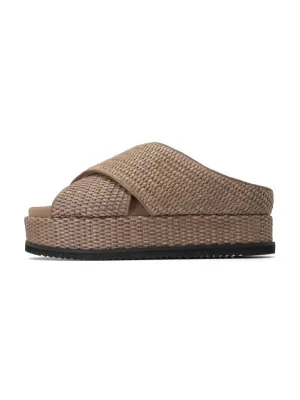 Roam Cross Stack Raffia Footbed Platform Sandal-Natural