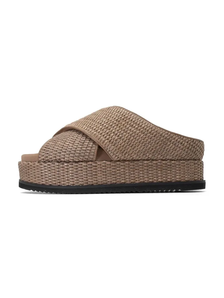Roam Cross Stack Raffia Footbed Platform Sandal-Natural