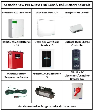 Schneider XW Pro 6.8Kw 120/240V & Rolls Battery Solar Kit