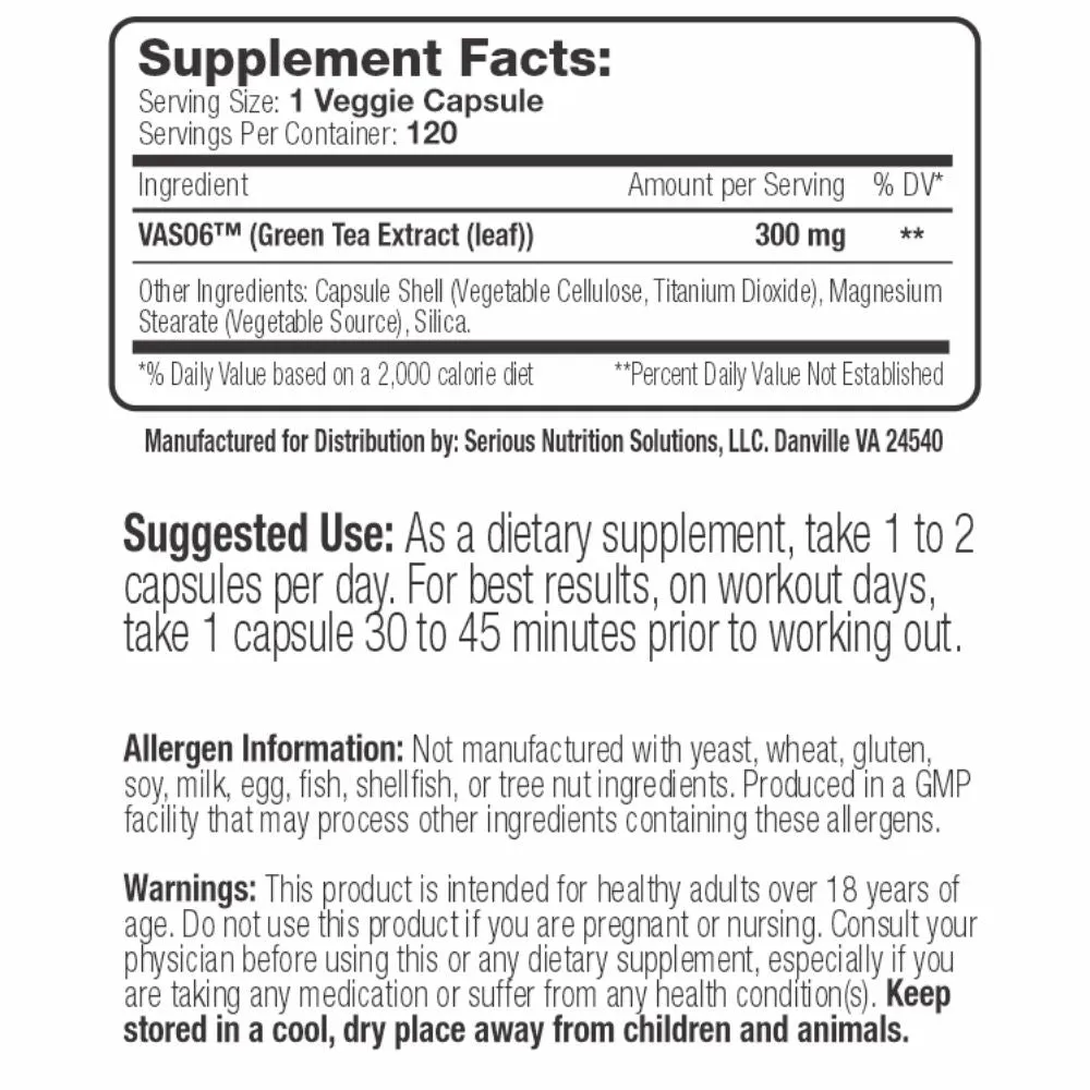 Serious Nutrition Solutions Vaso6 120 Caps
