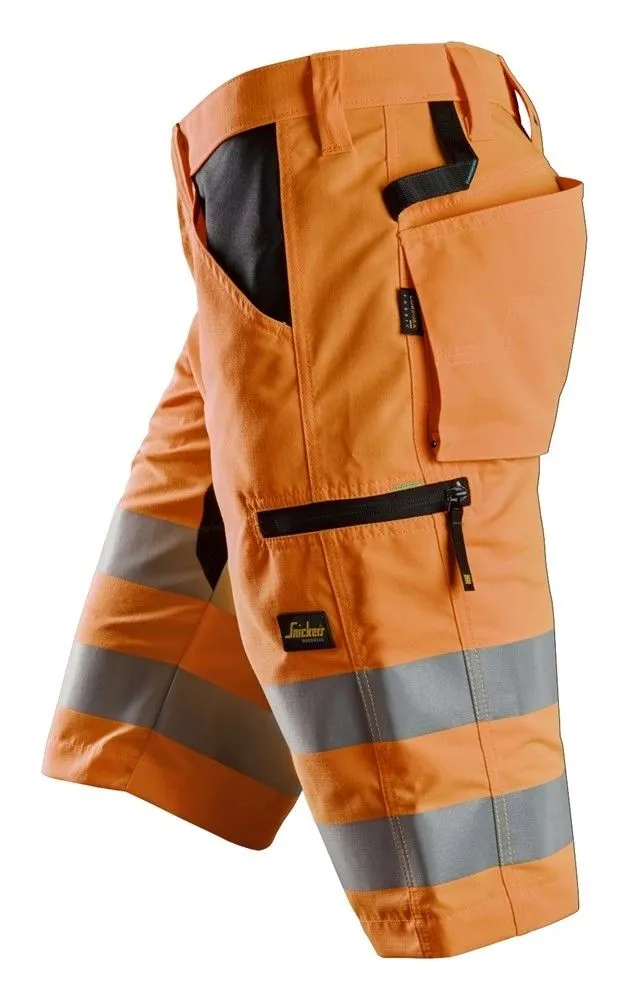 Snickers&#x20;6132&#x20;LiteWork&#x20;High-Vis&#x20;Korte&#x20;Broek&#x2B;,&#x20;Class&#x20;1&#x20;-&#x20;High&#x20;Vis&#x20;Orange&#x2F;Black