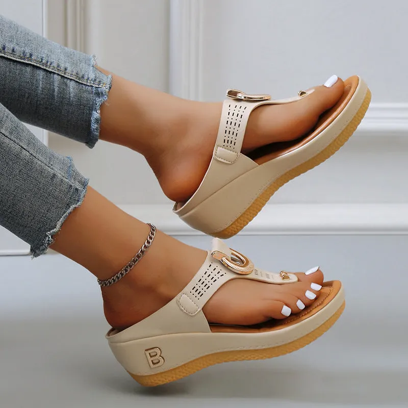 Summer Women Flip Flops Wedges Thick Slippers