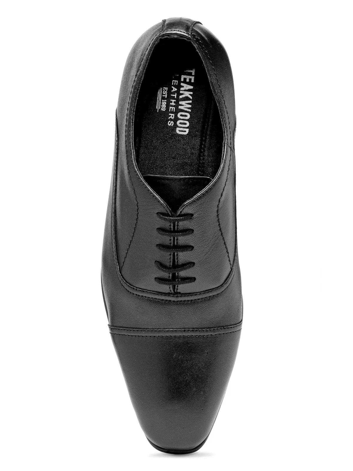 Teakwood Leather Men's Black Derby Shoes