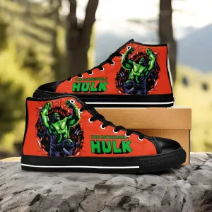 The Incredible Hulk Comic Shoes High Top Sneakers for Kids and Adults