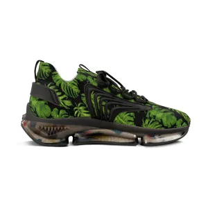 Tropical Leaves Men's Mesh Sneakers, Black and Green Tropical Leaves Print Men's Sneakers Best Comfy Men's Mesh Sports Sneakers Shoes (US Size: 5-12)