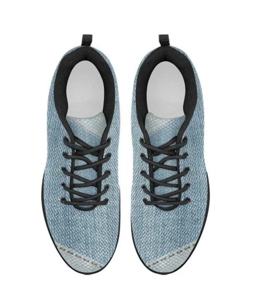 Uniquely You Womens Sneakers,  Patch Denim Print  Running Shoes by inQue.Style