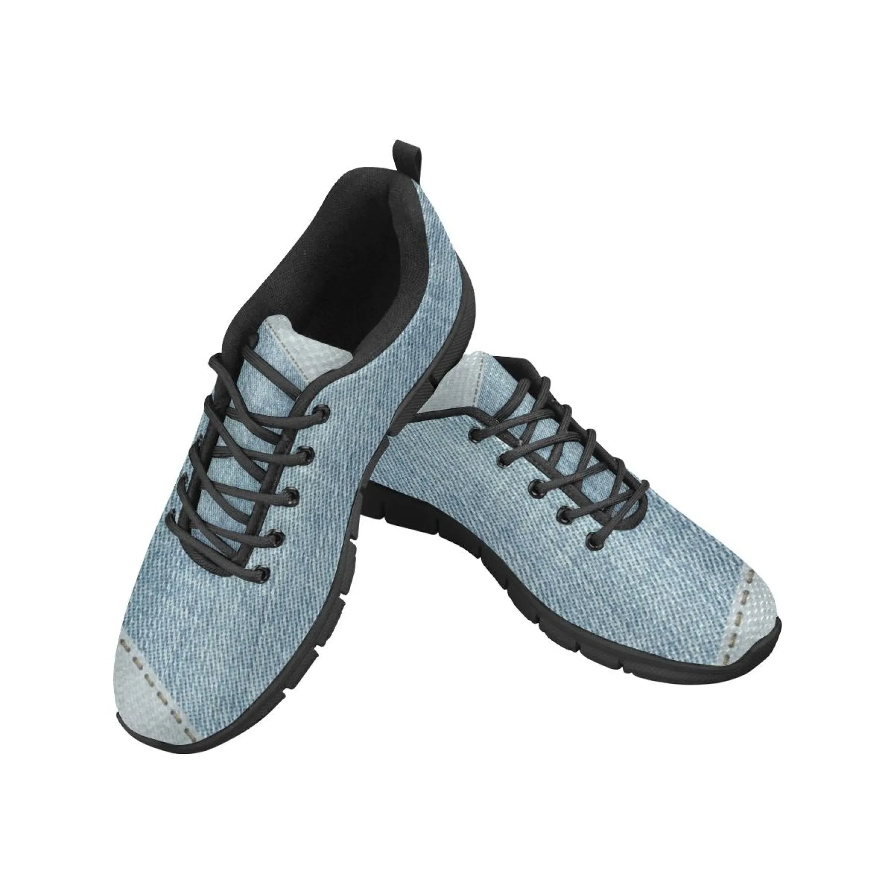 Uniquely You Womens Sneakers,  Patch Denim Print  Running Shoes by inQue.Style
