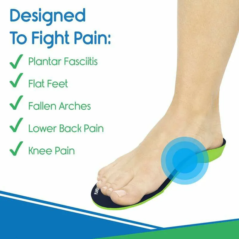 Vive Health Sole Plantar Full Length Shoe Inserts - Green