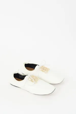 White Patent Leather Anagram Derby