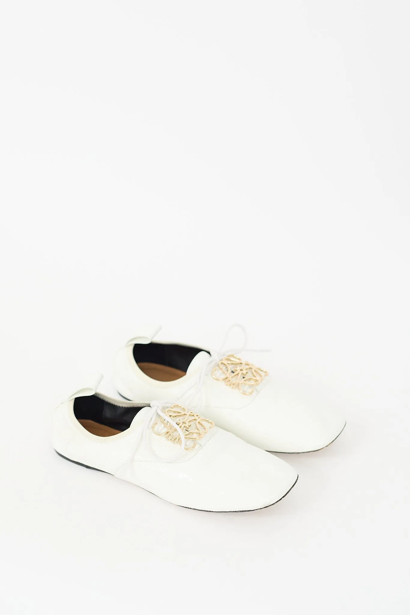 White Patent Leather Anagram Derby