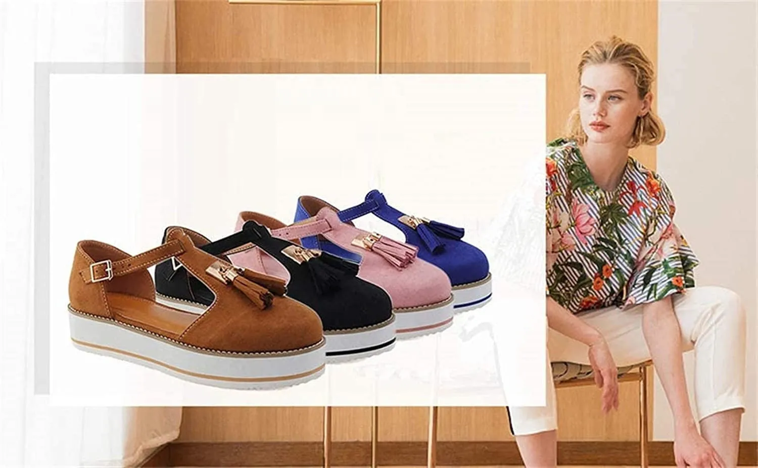 Women's Casual Platform Flat Comfort Shoes, Breathable Leather Walking Shoes High Damping Soles