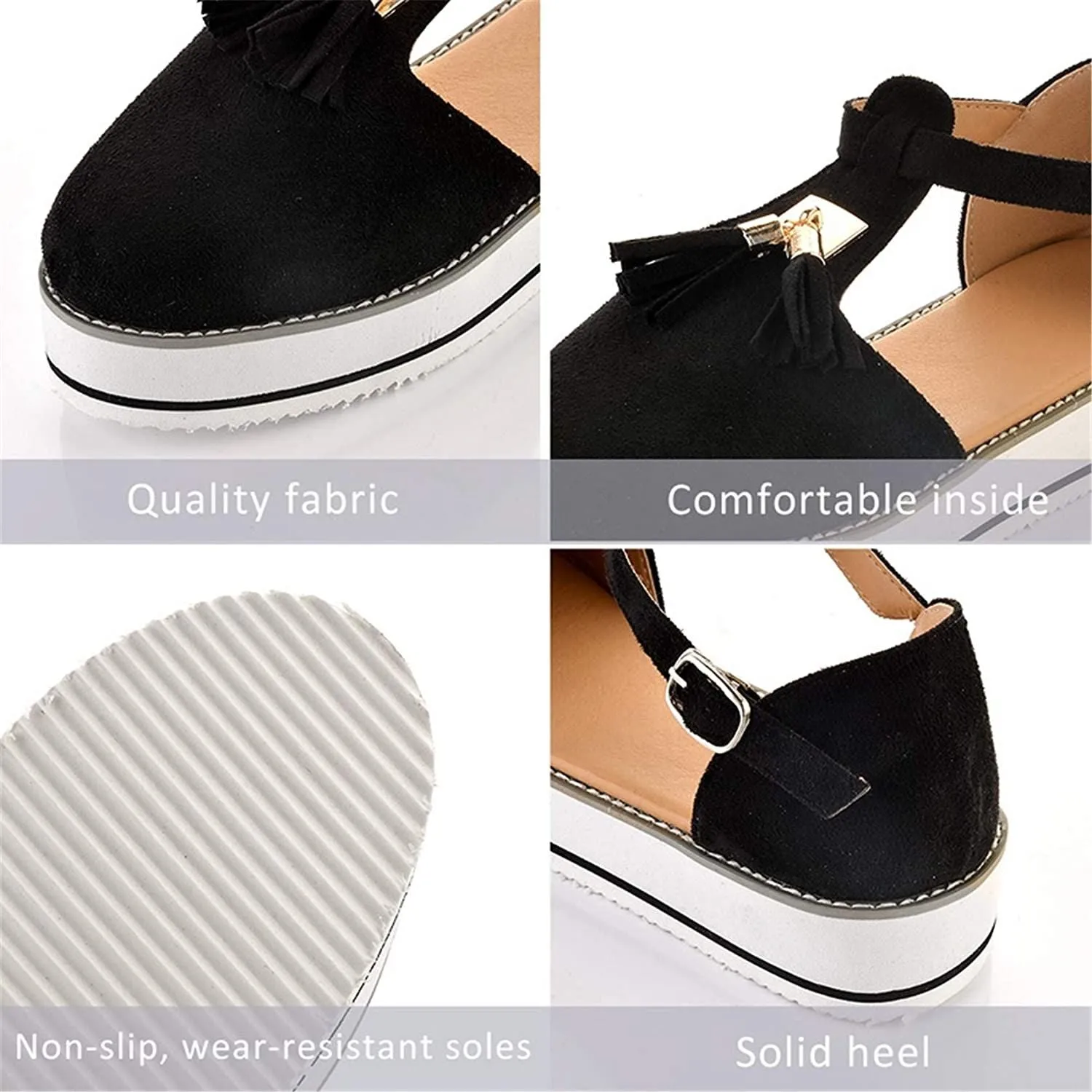 Women's Casual Platform Flat Comfort Shoes, Breathable Leather Walking Shoes High Damping Soles