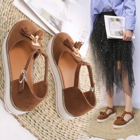 Women's Casual Platform Flat Comfort Shoes, Breathable Leather Walking Shoes High Damping Soles