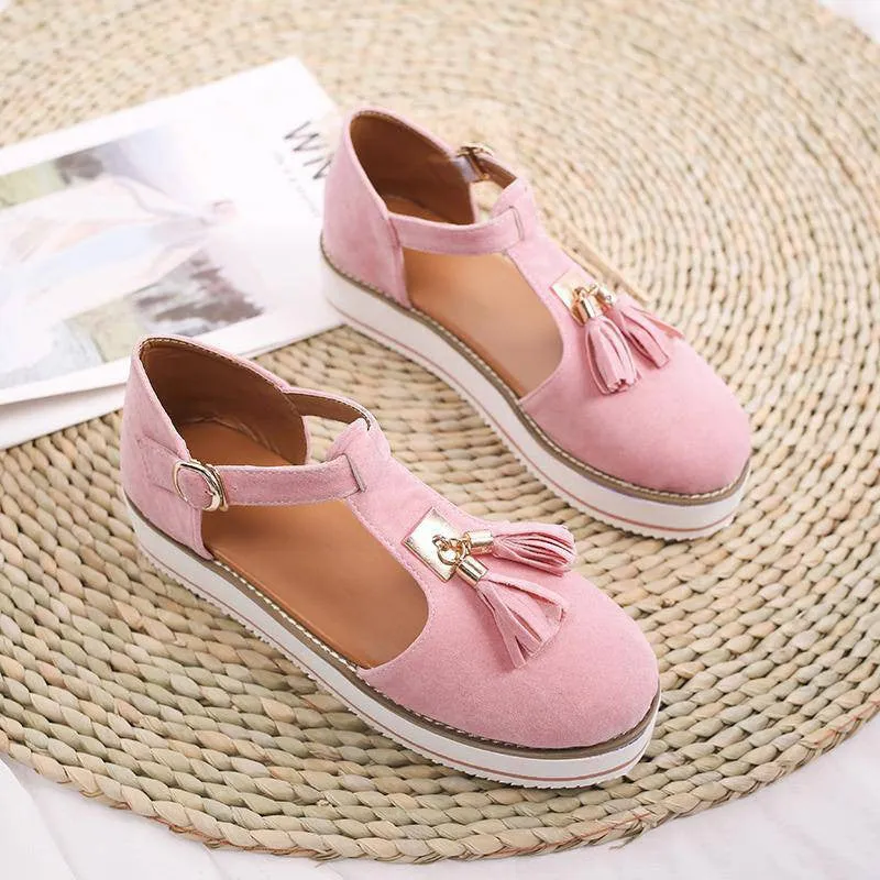 Women's Casual Platform Flat Comfort Shoes, Breathable Leather Walking Shoes High Damping Soles