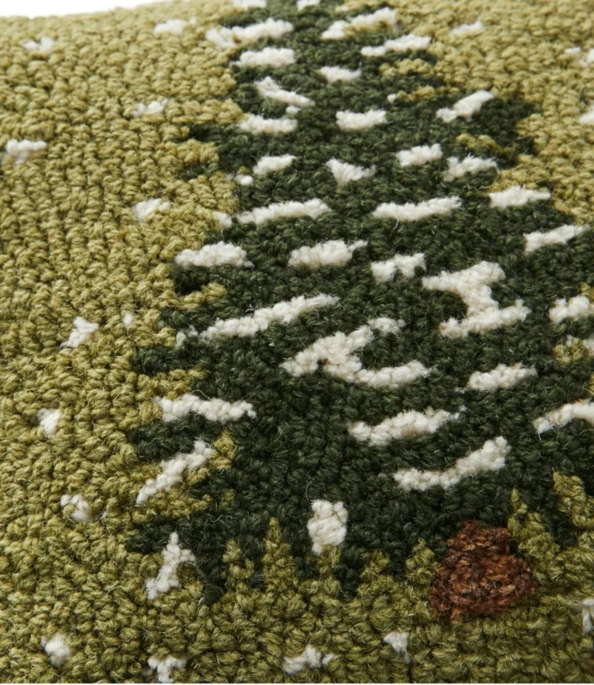 Wool Hooked Throw Pillow, Frosted Tree, 14&quot; x 14&quot;