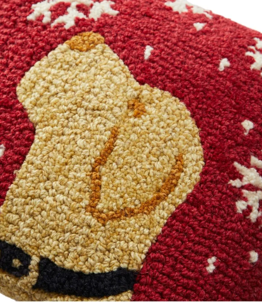 Wool Hooked Throw Pillow, Snowflake Yellow Lab, 14&quot; x 14&quot;