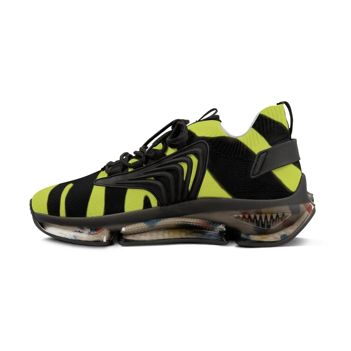 Yellow Zebra Print Men's Shoes, Best Zebra Stripes Animal Print Comfy Men's Mesh Sports Sneakers