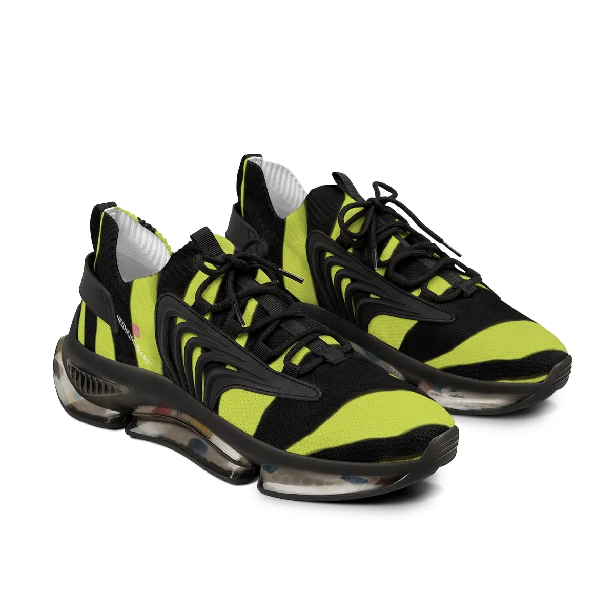 Yellow Zebra Print Men's Shoes, Best Zebra Stripes Animal Print Comfy Men's Mesh Sports Sneakers