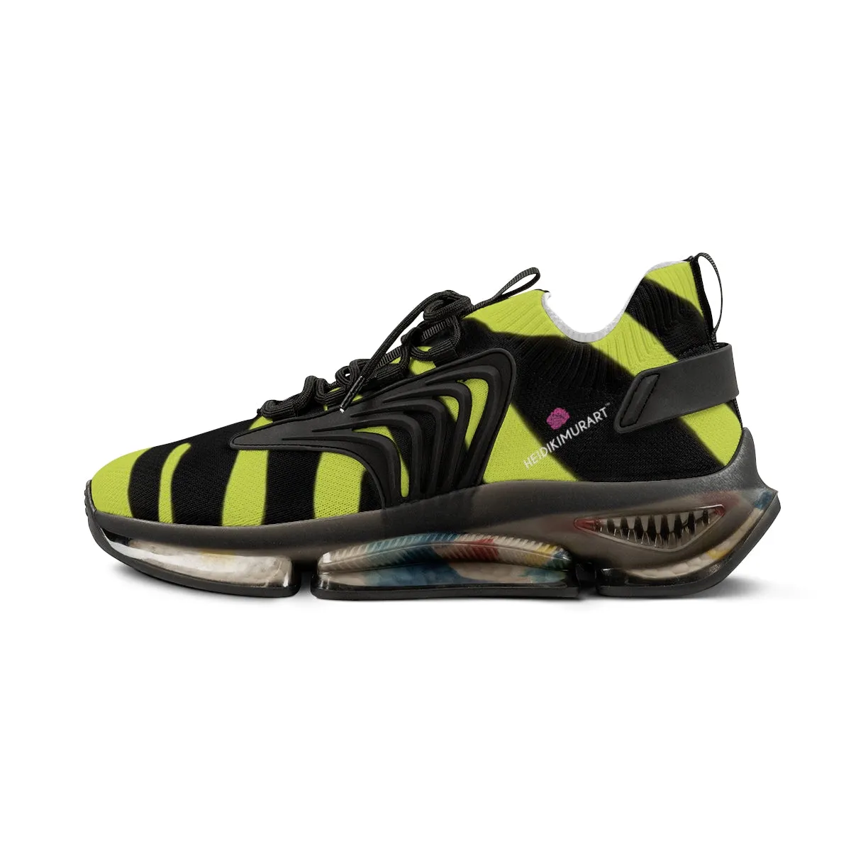 Yellow Zebra Print Men's Shoes, Best Zebra Stripes Animal Print Comfy Men's Mesh Sports Sneakers
