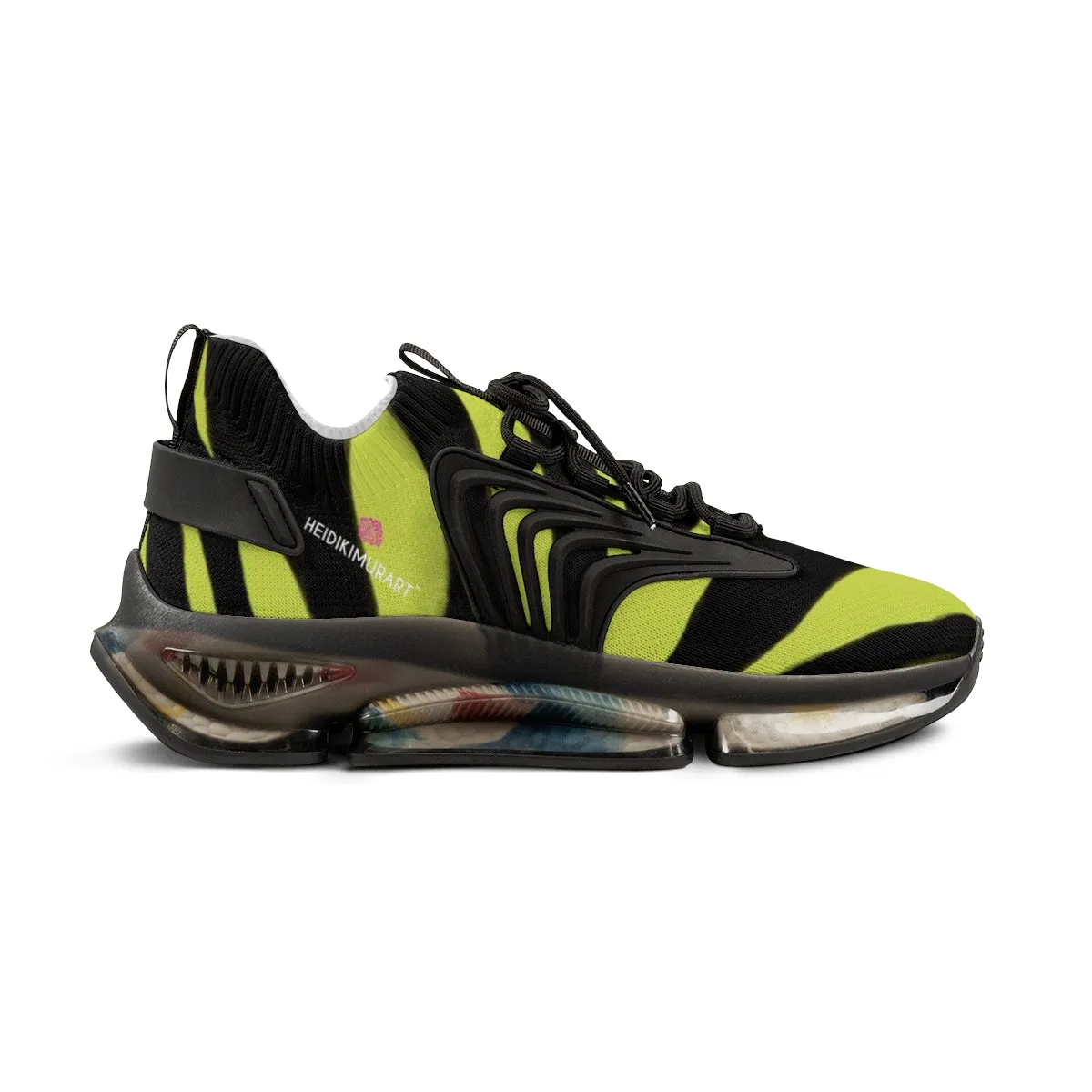 Yellow Zebra Print Men's Shoes, Best Zebra Stripes Animal Print Comfy Men's Mesh Sports Sneakers